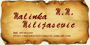 Malinka Milijašević vizit kartica